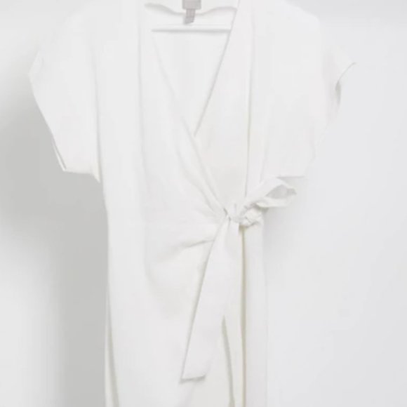 Asos White Linen Wrap Dress - Picture 2 of 2